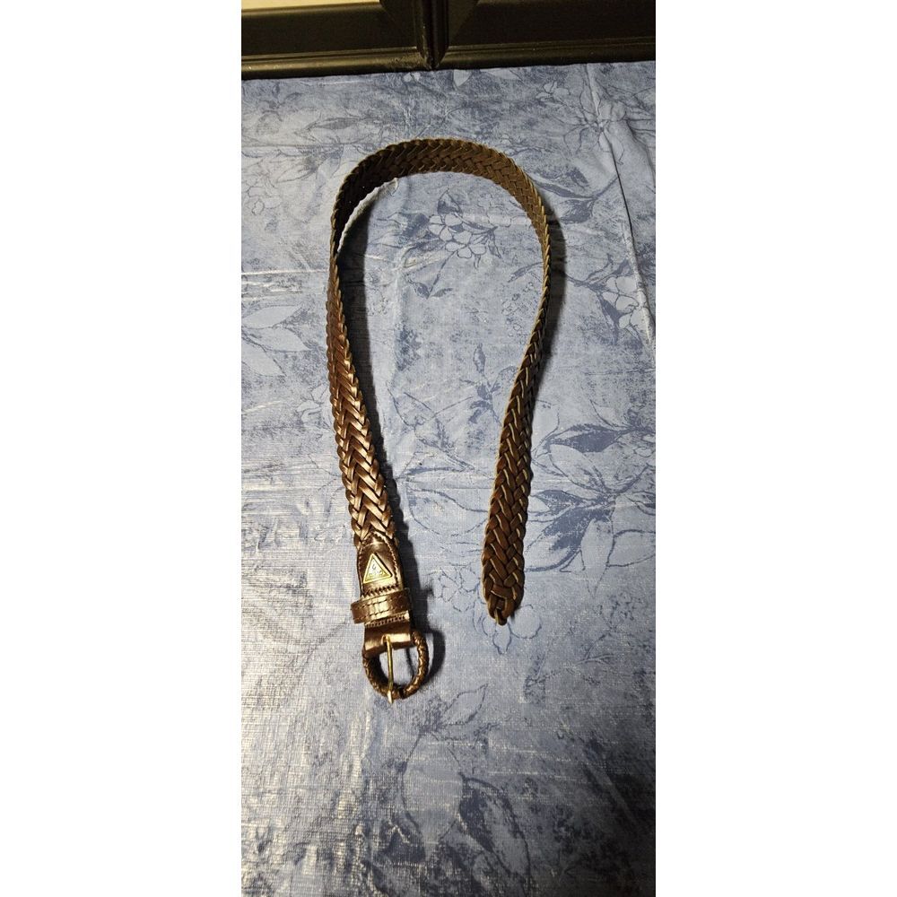 Vintage Guess brown Braided‎ Belt Leather Wrapped Buckle Women's Medium
